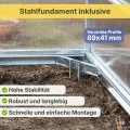 Classic Gewächshaus aus Stahl 250x400x220cm mit Fundament | 6 mm Hohlkammerplatten UV-beständig | Winterfest Treibhaus, Pflanzenhaus, Tomatenhaus für Garten - Thumbnail 5