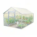 Classic Gewächshaus aus Stahl 250x400x220cm mit Fundament | 6 mm Hohlkammerplatten UV-beständig | Winterfest Treibhaus, Pflanzenhaus, Tomatenhaus für Garten - Thumbnail 1
