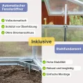 Stahl Gewächshaus Comfort 200x400x220cm mit Fundament | UV-beständige 4 mm Hohlkammerplatten | Automatischer Fensteröffner inkl. | Winterfestes Tomatenhaus & Treibhaus für Garten - Thumbnail 5