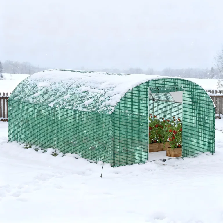 XMTECH Gewächshaus 3x4m 12m², Foliengewächshaus mit 4 Fenstern & Tür, Tomaten Gewächshaus, reißfeste UV-Folie, verzinkter Stahlrahmen, Insektenschutz, wetterfest & frostgeschützt für Gartenpflanzen – Bild 9