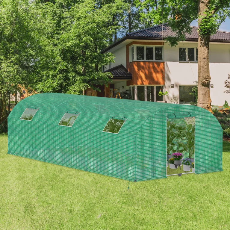 XMTECH Gewächshaus 3x8m 24m², Foliengewächshaus mit 8 Fenstern, Tomaten Gewächshaus, langlebige Schutzfolie, Stabiler Stahlrahmen, Wind- & frostfest, einfacher Aufbau für ganzjähriges Gärtnern – Bild 10