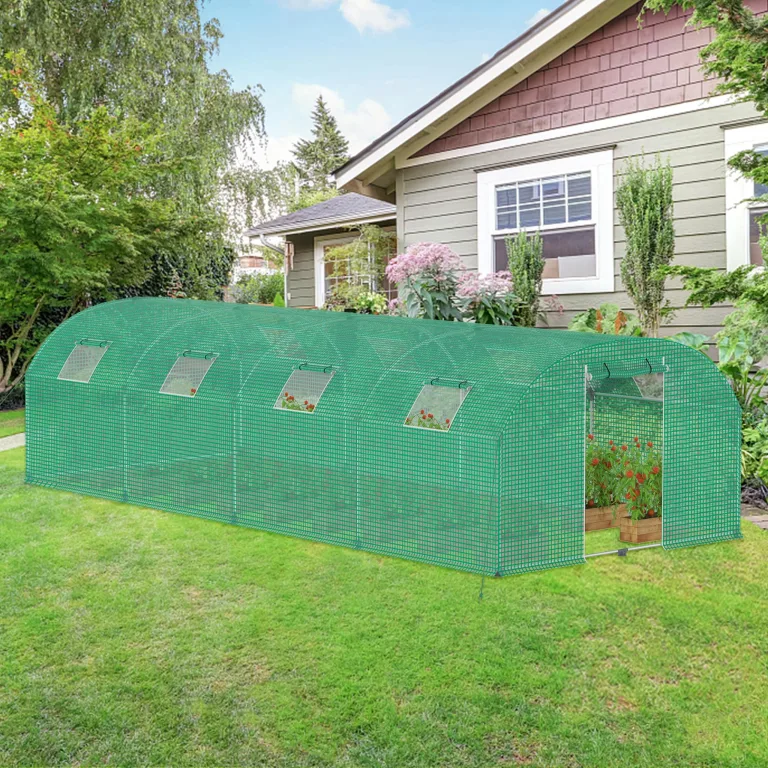 XMTECH Gewächshaus 3x8m 24m², Foliengewächshaus mit 8 Fenstern, Tomaten Gewächshaus, langlebige Schutzfolie, Stabiler Stahlrahmen, Wind- & frostfest, einfacher Aufbau für ganzjähriges Gärtnern – Bild 1