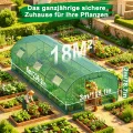 XMTECH Gewächshaus 3x6m 18m², Foliengewächshaus mit 6 Fenstern & Tür, Tomaten Gewächshaus, wetterfeste Lichtfolie, rostfreier Stahlrahmen, Insektenschutz, einfacher Aufbau für Obst und Gemüse - Thumbnail 2