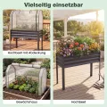 COSTWAY 3 in 1 Hochbeet mit PE-Abdeckung, erhöhtes Gartenbeet aus verzinktem Metall, Gewächshaus mit rollbarer Tür, Pflanzbeet Kräuterbeet für Garten Balkon Terrasse, 112 x 55 x 152 cm (Grau) - Thumbnail 3
