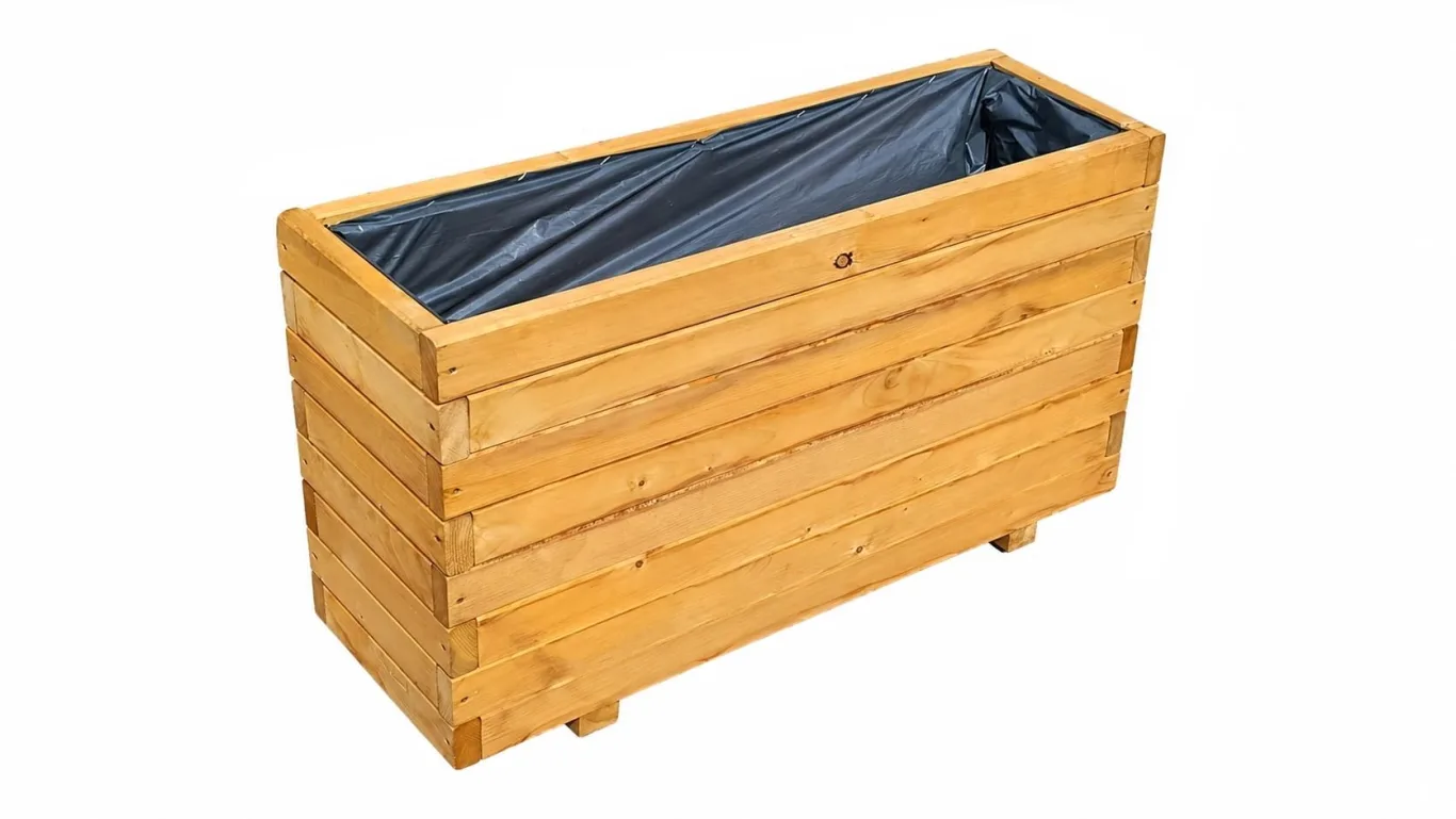 XXL Pflanzkübel Holz 100 cm – Extra Stabiler Blumenkasten Rechteckig, Wetterfester Pflanzkasten für Balkon, Terrasse & Garten, Hochbeet aus 3 cm Massivholz D26 (Eiche, 100x30x55 cm) - Bild 1