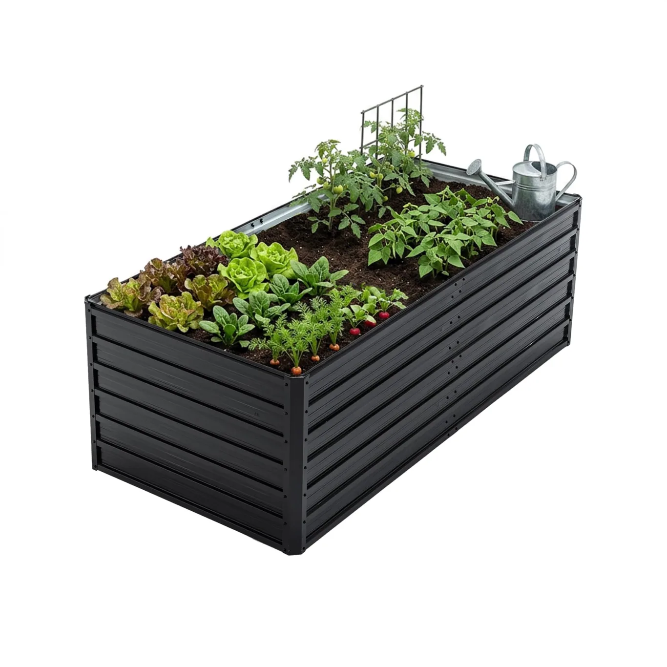 Hochbeet Metall 190x90x64 cm, Hochbeete aus Verzinktes Stahl, Wetterfest, Rostgeschützt, Sicherheitskante, Offener Boden, Pflanzkasten für Garten, Blumen, Gemüse & Kräuter, Anthrazit - Bild 1