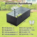 Hochbeet Metall 190x90x64 cm, Hochbeete aus Verzinktes Stahl, Wetterfest, Rostgeschützt, Sicherheitskante, Offener Boden, Pflanzkasten für Garten, Blumen, Gemüse & Kräuter, Anthrazit - Thumbnail 6