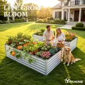 DWVO Hochbeete für den Garten,1550L Hochbeet aus Metall,Verzinkter Stahl 0.35 mm mit Sicherheitsrand und 4 Stützstangen für Gartenobst und gemüse(Silber,240 x 120 x 54 cm) - Thumbnail 4