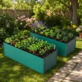 Hochbeet Metall 2er-Set 190x90x64 cm, Hochbeete aus Verzinktes Stahl, Wetterfest, Rostgeschützt, Sicherheitskante, Offener Boden, Pflanzkasten für Garten, Blumen, Gemüse & Kräuter, Grün - Thumbnail 5