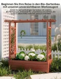 Acekool Hochbeet Mit Rankgitter & Dach 110x44x113.5 cm– Blumenkasten Mit Spalier & 4 Abflusslöchern, Pflanzkasten Aus Holz, Vertikaler Pflanzer Für Kletterpflanzen & Weinreben - Thumbnail 5