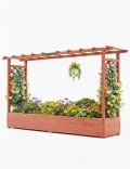Acekool Hochbeet Mit Rankgitter & Dach 110x44x113.5 cm– Blumenkasten Mit Spalier & 4 Abflusslöchern, Pflanzkasten Aus Holz, Vertikaler Pflanzer Für Kletterpflanzen & Weinreben - Thumbnail 7