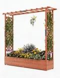 Acekool Hochbeet Mit Rankgitter & Dach 110x44x113.5 cm– Blumenkasten Mit Spalier & 4 Abflusslöchern, Pflanzkasten Aus Holz, Vertikaler Pflanzer Für Kletterpflanzen & Weinreben - Thumbnail 9