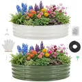 Hochbeet Metall 2er Set 120x60x30 cm – Pflanzkasten aus verzinktem Stahl für Garten & Balkon – Wetterfestes Beet für Gemüse, Kräuter & Blumen, Rostfrei & Stabil, Weiß - Thumbnail 8
