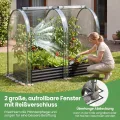 COSTWAY 3 in 1 Hochbeet Metall mit Gewächshaus, Foliengewächshaus mit PVC-Abdeckung & 2 Fenstern, Frühbeet für Kräuter, Blumen & Gemüse, Blumenbeet für Balkon, Garten, 180x100x145 cm (Schwarz) - Thumbnail 7