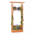 GOPLUS Blumenkasten mit Rankgitter & hängendem Dach, Pflanzkasten Holz mit Rankhilfe, Hochbeet für Kletterpflanzen & hängende Körbe, Pflanzkübel für Garten, Hof & Balkon (200 x 44 x 114 cm,Braun) - Thumbnail 8