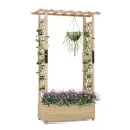 GOPLUS Blumenkasten mit Rankgitter & hängendem Dach, Pflanzkasten Holz mit Rankhilfe, Hochbeet für Kletterpflanzen & hängende Körbe, Pflanzkübel für Garten, Hof & Balkon (200 x 44 x 114 cm,Braun) - Thumbnail 9
