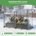 FANTASK 3 in 1 Gewächshaus mit Hochbeet, 180x100x145 cm, Hochbeet Frühbeet mit PVC-Abdeckung & 2 Fenstern, Foliengewächshaus für Kräuter, Blumen & Gemüse, Blumenkasten für Garten (Schwarz) - Thumbnail 7