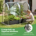 FANTASK 3 in 1 Gewächshaus mit Hochbeet, 180x100x145 cm, Hochbeet Frühbeet mit PVC-Abdeckung & 2 Fenstern, Foliengewächshaus für Kräuter, Blumen & Gemüse, Blumenkasten für Garten (Schwarz) - Thumbnail 8