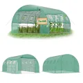 Gewächshaus Foliengewächshaus 400x300x200 cm Tomatenhaus Folientunnel mit verzinktem Stahlrahmen Winterfest Stabil Treibhaus Gartengewächshaus für Garten & Anzucht Grün - Thumbnail 1