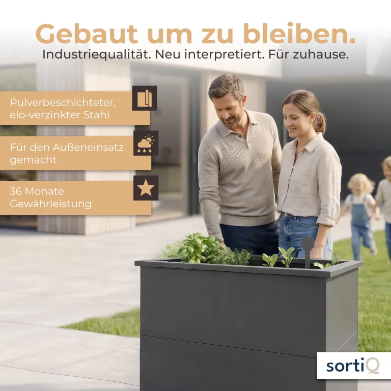 Hochbeet-Set|90x45x80cm|Metall-Hochbeet mit Einlegeboden|Pulverbeschichteter, verzinkter Stahl|Mit Schneckenbarriere und Wühlmausgitter|Inkl. 10 Pflanzsticks – Bild 8