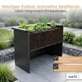 Hochbeet-Set|90x45x80cm|Metall-Hochbeet mit Einlegeboden|Pulverbeschichteter, verzinkter Stahl|Mit Schneckenbarriere und Wühlmausgitter|Inkl. 10 Pflanzsticks - Thumbnail 4