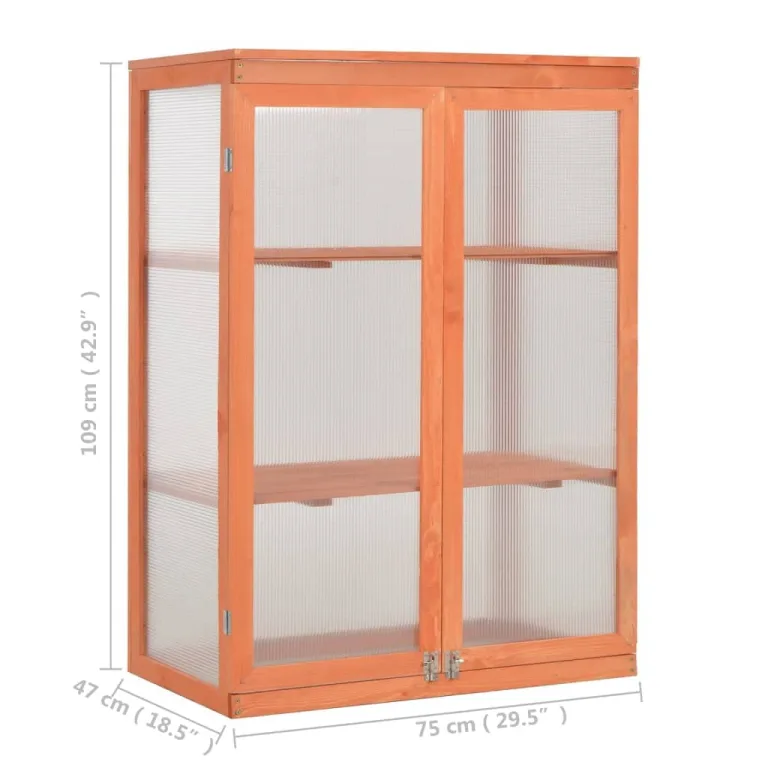 Gewächshaus Schrank Holz mit 2 Regalen 75x47x109 cm wetterfest frostschutz für Garten Balkon Terrasse zur Aufzucht von Kräutern Gemüse Blumen und Tomaten im Frühbeet Anbau – Bild 9