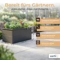 Hochbeet-Set|170x90x80cm|Metall-Hochbeet mit Einlegeboden|Pulverbeschichteter, verzinkter Stahl|Mit Schneckenbarriere und Wühlmausgitter|Inkl. 10 Pflanzsticks - Thumbnail 2