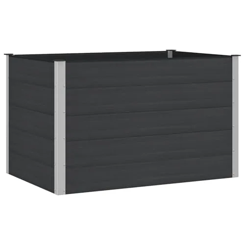 vidaXL Hochbeet Schwarz 150 x 100 x 91 cm, Gartenpflanzkasten, rostbeständig, wetterfestes Behälter, modern für Kräuter und Blumen – Bild 7