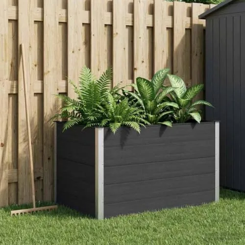 vidaXL Hochbeet Schwarz 150 x 100 x 91 cm, Gartenpflanzkasten, rostbeständig, wetterfestes Behälter, modern für Kräuter und Blumen – Bild 8