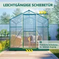Gewächshaus Aluminium mit Fundament 254 x 190 cm, Hohlkammerplatten, Winterfest & UV-beständig, Stabil Gewächshäuser Tomaten, Frühbeet & Kräuter – Pflanzenhaus, Treibhaus für Garten, Grün - Thumbnail 5
