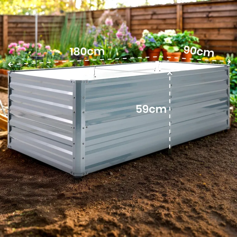 Arebos Hochbeet Metall 180x90x59 cm Anthrazit | Gartenbeet & Gemüsebeet aus verzinktem Stahl | Wetterfest & Rostfrei | Pflanzbeet für Garten, Terrasse & Balkon | Bausatz ohne Boden – Bild 7