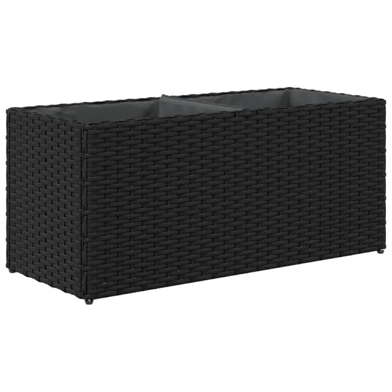 Pflanzkübel Pflanzgefäß Blumenkasten Gartenpflanzen Gartenbeet Hochbeet Gartenpflanzen Frühbeet Pflanzkasten mit 2 Töpfen 2 STK. Schwarz 72x30x32 cm Poly Rattan – Bild 8
