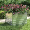 Garten-Hochbeet Pflanzkübel Gartenpflanzen Gartenbeet Frühbeet Blumenkasten Blumenkübel Pflanztopf 100x100x77 cm Verzinkter Stahl Silber - Thumbnail 1