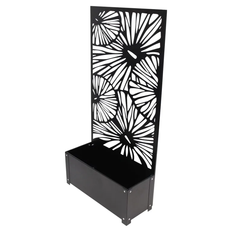 Pflanzkasten mit Rankgitter aus Metall, schwarz, 60x24x24 cm, mit Rankhilfe 122 cm hoch, Blumenkasten mit Spalier, Hochbeet mit Sichtschutz – Bild 3
