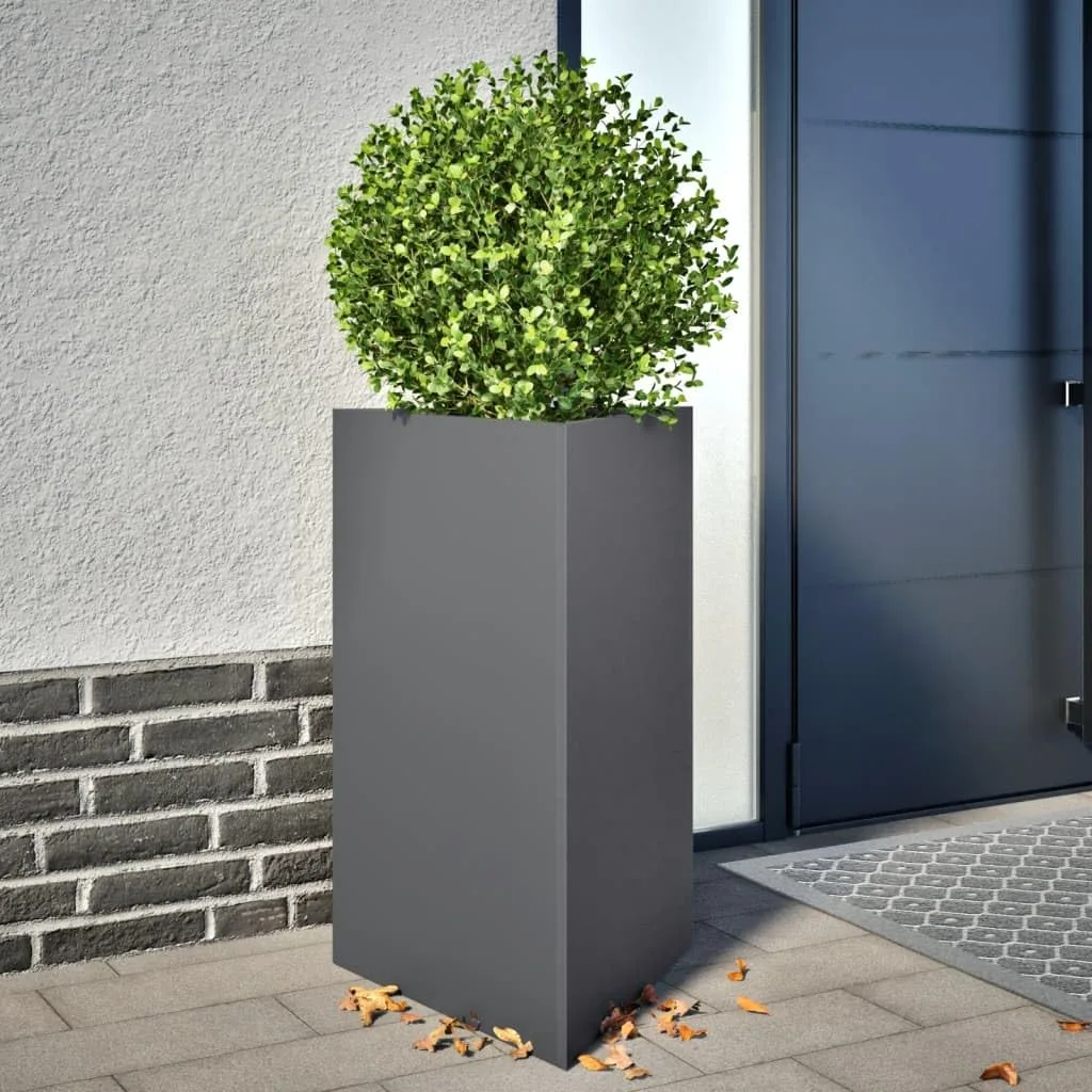 Pflanzkübel Gartenpflanzen Hochbeet Gartenbeet Frühbeet Pflanzkasten Pflanzkübel Blumentopf Blumenkasten Blumenkübel Anthrazit Dreieckig 50x43x75 cm Stahl