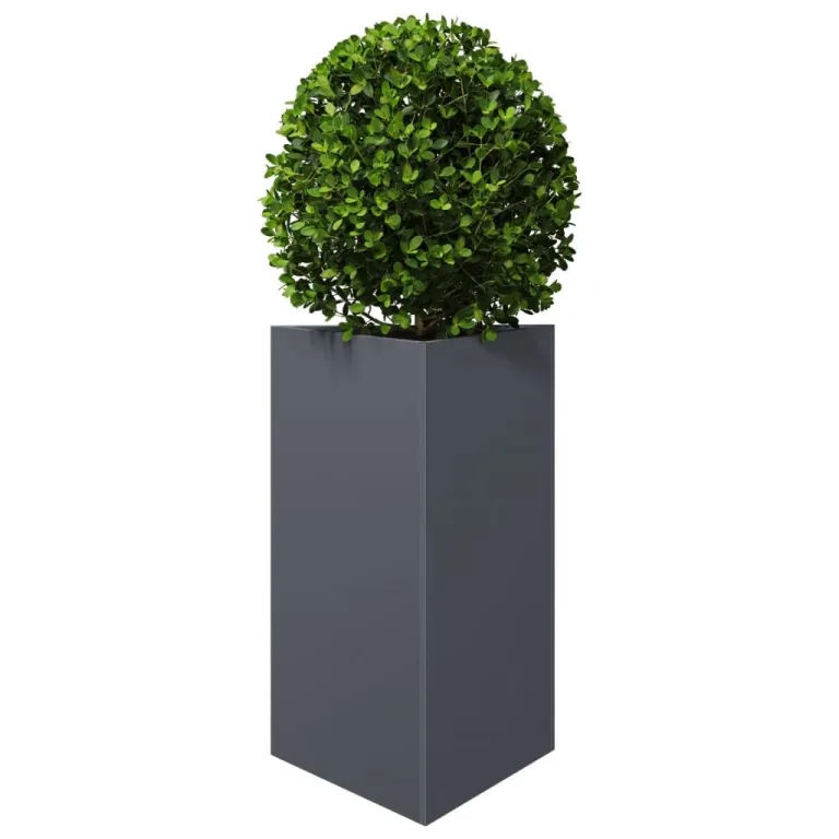 Pflanzkübel Gartenpflanzen Hochbeet Gartenbeet Frühbeet Pflanzkasten Pflanzkübel Blumentopf Blumenkasten Blumenkübel Anthrazit Dreieckig 50x43x75 cm Stahl – Bild 3