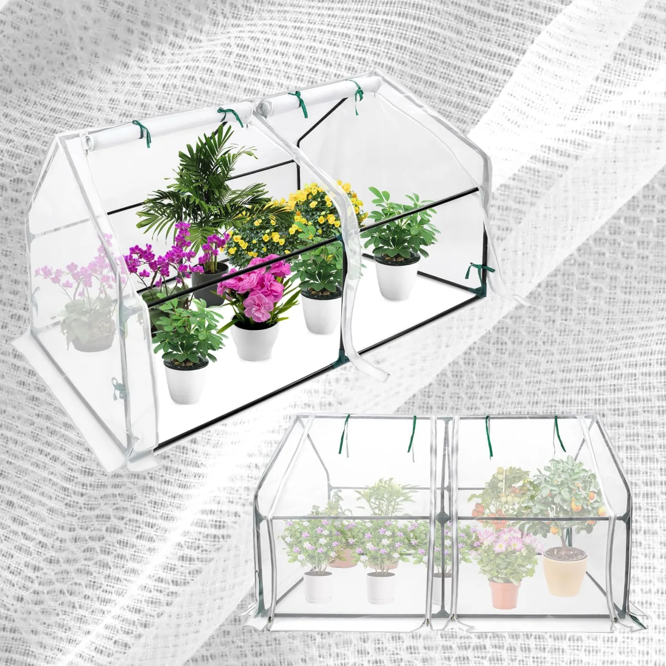 ACXIN Foliengewächshaus Tomatenhaus Frühbeet mit Spitzdach Niedriges Gewächshaus Atmungsaktiv Insektenabweisend Pflanzenhaus für Gemüse Kräuter Tomaten Garten Balkon Weiß 180 x 90 x 90 cm - Bild 1