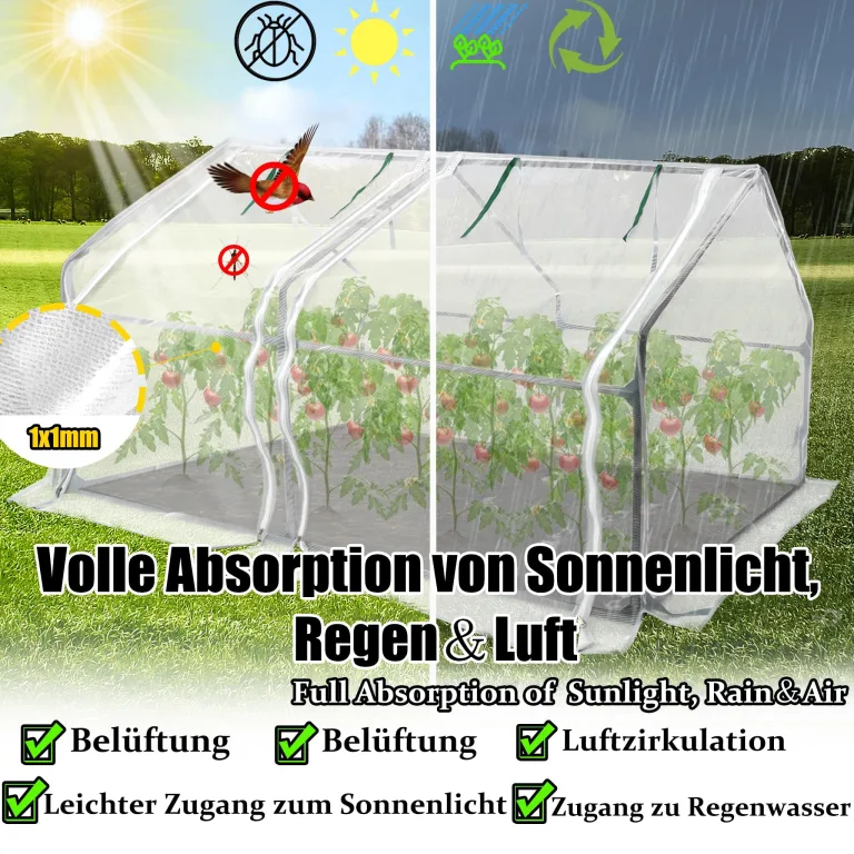 ACXIN Foliengewächshaus Tomatenhaus Frühbeet mit Spitzdach Niedriges Gewächshaus Atmungsaktiv Insektenabweisend Pflanzenhaus für Gemüse Kräuter Tomaten Garten Balkon Weiß 180 x 90 x 90 cm – Bild 3