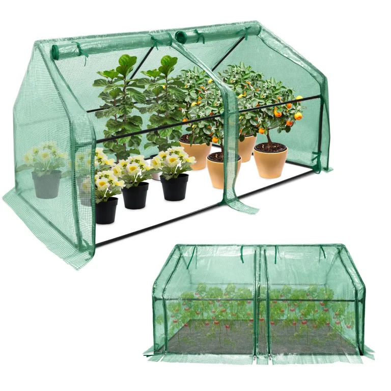 ACXIN Foliengewächshaus Tomatenhaus Frühbeet mit Spitzdach Niedriges Gewächshaus Atmungsaktiv Insektenabweisend Pflanzenhaus für Gemüse Kräuter Tomaten Garten Balkon Weiß 180 x 90 x 90 cm – Bild 10