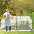 ACXIN Foliengewächshaus Tomatenhaus Frühbeet mit Spitzdach Niedriges Gewächshaus Atmungsaktiv Insektenabweisend Pflanzenhaus für Gemüse Kräuter Tomaten Garten Balkon Weiß 180 x 90 x 90 cm - Thumbnail 8