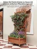 Garvee Holz-Pflanzkasten mit Rankgitter, erhöhtes Hochbeet mit Rollen und Feststellbremsen, Drainagelöchern, vertikales Gitter für Pflanzen und Blumen, für Terrasse, Balkon und Innenbereich, braun - Thumbnail 3