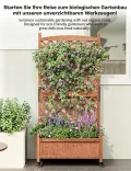 Garvee Holz-Pflanzkasten mit Rankgitter, erhöhtes Hochbeet mit Rollen und Feststellbremsen, Drainagelöchern, vertikales Gitter für Pflanzen und Blumen, für Terrasse, Balkon und Innenbereich, braun - Thumbnail 5