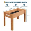 Garvee Hochbeet Holz, Blumenbett, Kräuterbeet, Frühbeet, mit Pflanzfolie, Abflusslöchern und seitlichen Haken, erhöhter Pflanzkasten-Ständer, für Garten, Terrasse, Balkon, Eiche, 122×61×76 cm - Thumbnail 2