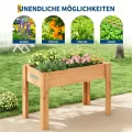Garvee Hochbeet Holz, Blumenbett, Kräuterbeet, Frühbeet, mit Pflanzfolie, Abflusslöchern und seitlichen Haken, erhöhter Pflanzkasten-Ständer, für Garten, Terrasse, Balkon, Eiche, 122×61×76 cm - Thumbnail 7