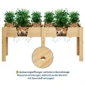 Garvee Hochbeet Holz, Blumenbett, Kräuterbeet, Frühbeet, mit Pflanzfolie, Abflusslöchern und seitlichen Haken, erhöhter Pflanzkasten-Ständer, für Garten, Terrasse, Balkon, Naturfarbe, 183×58×76 cm - Thumbnail 3