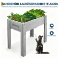Garvee Hochbeet Holz, Blumenbett, Kräuterbeet, Frühbeet, mit Pflanzfolie, Abflusslöchern und seitlichen Haken, erhöhter Pflanzkasten-Ständer, für Garten, Terrasse, Balkon, Grau, 86×46×76 cm - Thumbnail 6
