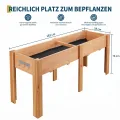 Garvee Hochbeet Holz, Blumenbett, Kräuterbeet, Frühbeet, mit Pflanzfolie, Abflusslöchern und seitlichen Haken, erhöhter Pflanzkasten-Ständer, für Garten, Terrasse, Balkon, Eiche, 183×58×76 cm - Thumbnail 2