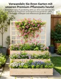 Garvee 3-stöckiges Hochbeet, vertikaler Holz-Pflanzkasten mit Rankgitter und offenem Boden, für Kletterpflanzen, Blumen, Kräuter, Gemüse und Obst, Outdoor-Pflanzbox für Terrasse, Hof und Rasen, Natur - Thumbnail 4