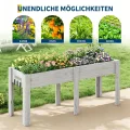 Garvee Hochbeet Holz, Blumenbett, Kräuterbeet, Frühbeet, mit Pflanzfolie, Abflusslöchern und seitlichen Haken, erhöhter Pflanzkasten-Ständer, für Garten, Terrasse, Balkon, Grau, 183×58×76 cm - Thumbnail 7