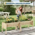 Garvee Hochbeet aus Holz, erhöhter Pflanzkasten-Ständer mit Beinen, Haken und Vliesstoff-Einlage, für Gemüseanbau auf kleinem Raum, Hinterhof, Terrasse, Balkon, Natur - Thumbnail 5